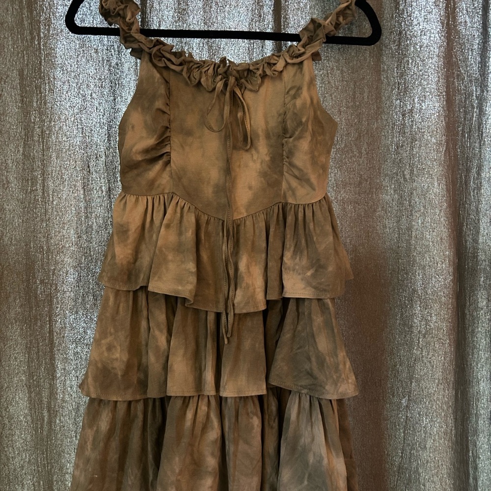 Cider Vineyard Strolls Green Corset Mini Dress